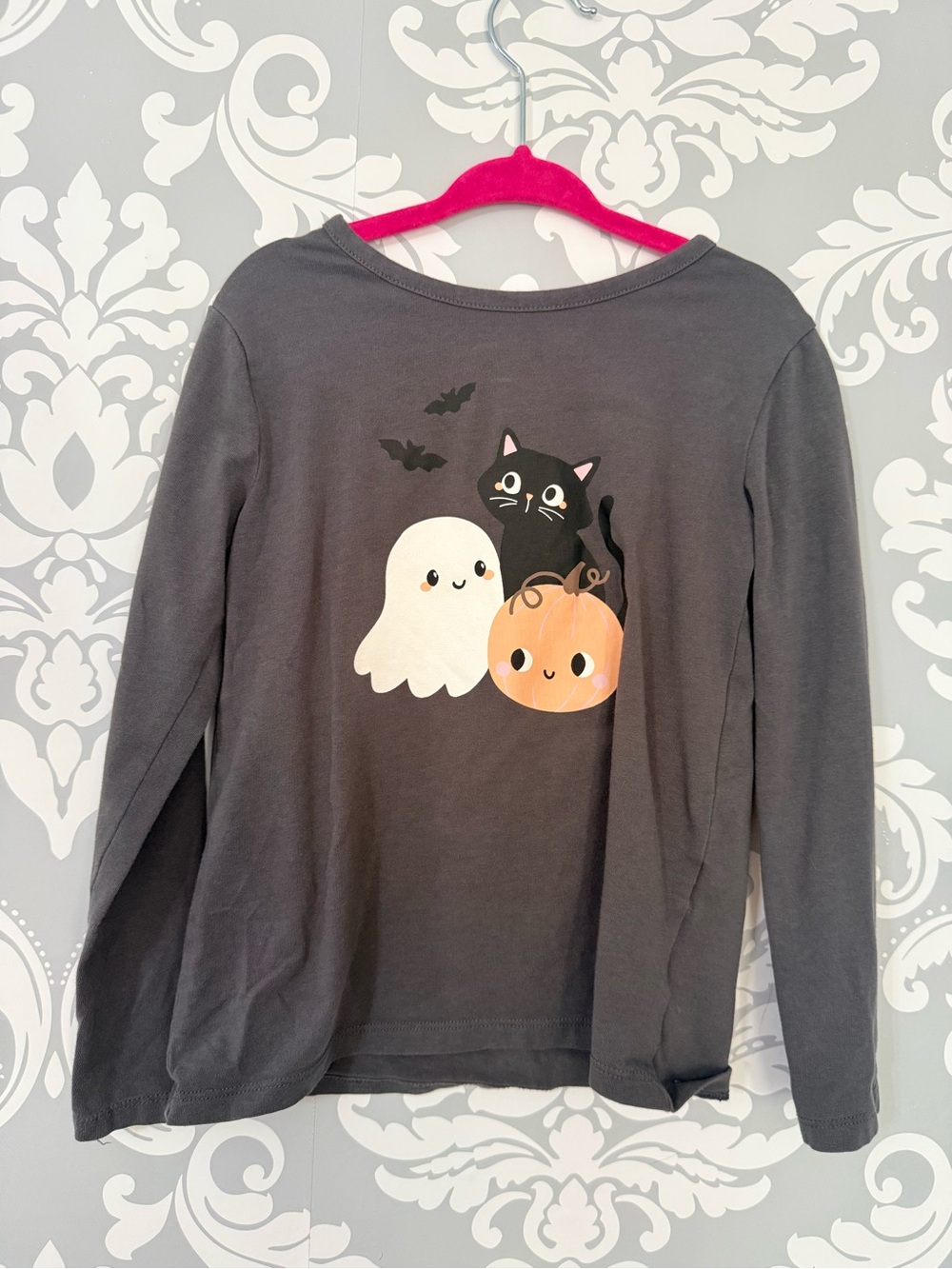 💫10/$25 • H&M Charcoal Kids Long Sleeve Halloween Ghost Cat Pumpkin Tee